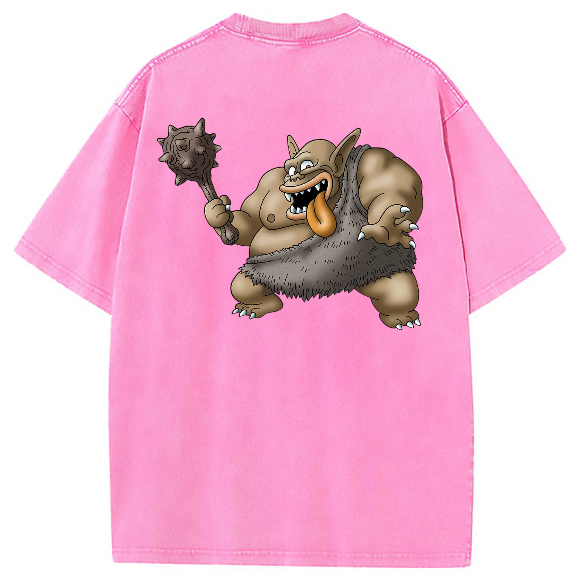 （画像用） ドラゴンクエスト Doragon Kuesuto Dragon Quest 綿100% ヴィンテージ風 半袖Tシャツ（背面プリント）